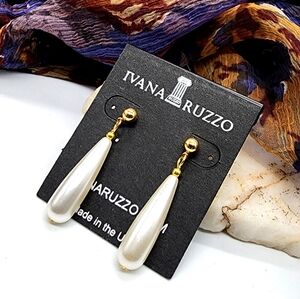 Pearl Tear 14K Gold Plated Studs Hypoallergenic Earrings Designer Jewelry